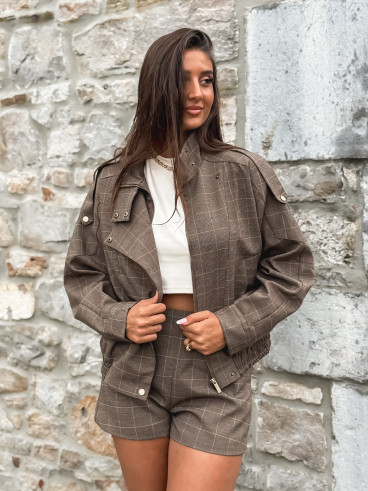 Veste à carreaux Asami - Marron