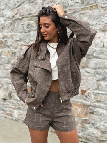 Veste à carreaux Asami - Marron