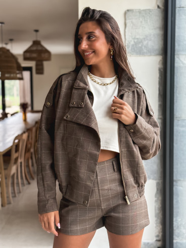 Veste à carreaux Asami - Marron