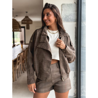 Veste à carreaux Asami - Marron