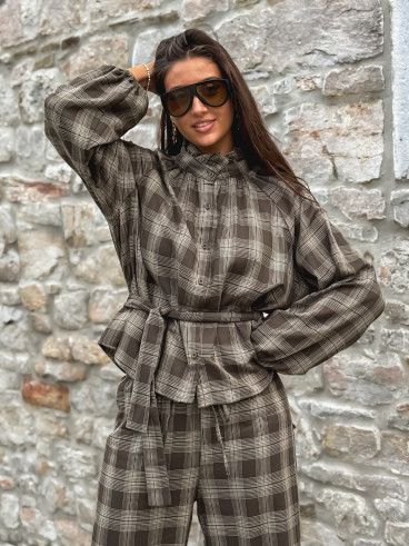 Chemise à carreaux Edénia - Kaki