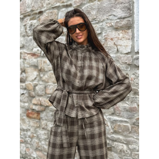 Chemise à carreaux Edénia - Kaki