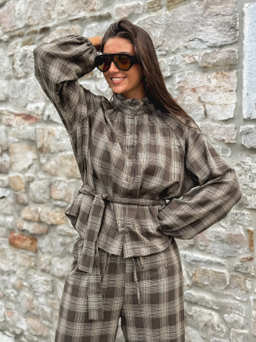 Chemise à carreaux Edénia - Kaki