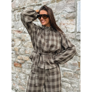 Chemise à carreaux Edénia - Kaki