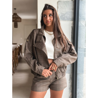 Veste à carreaux Asami - Marron