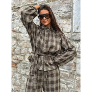 Chemise à carreaux Edénia - Kaki