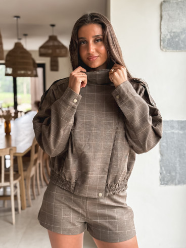 Veste à carreaux Asami - Marron