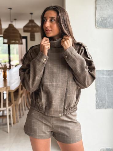 Veste à carreaux Asami - Marron