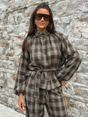 Chemise à carreaux Edénia - Kaki