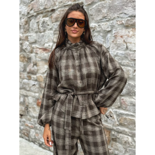 Chemise à carreaux Edénia - Kaki