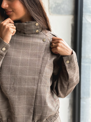 Veste à carreaux Asami - Marron