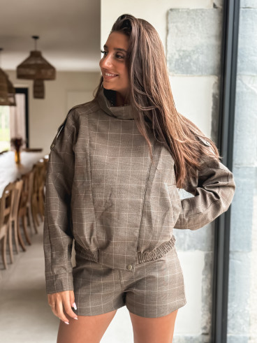 Veste à carreaux Asami - Marron