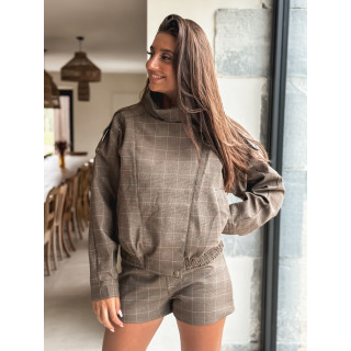Veste à carreaux Asami - Marron