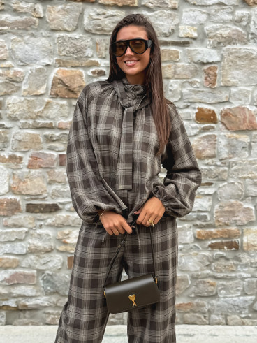 Chemise à carreaux Edénia - Kaki