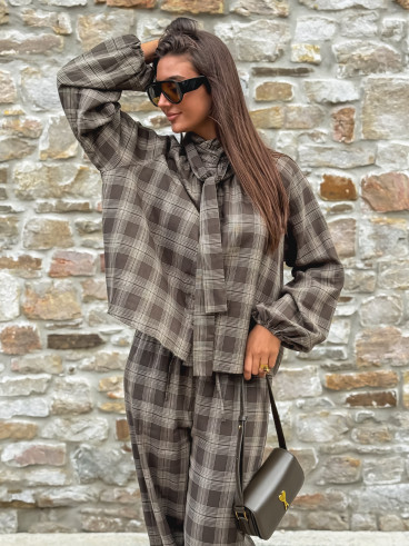Chemise à carreaux Edénia - Kaki