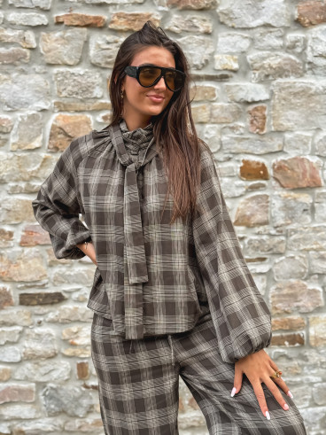 Chemise à carreaux Edénia - Kaki