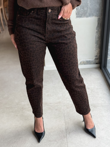 Jeans léopard Naouel - Chocolat