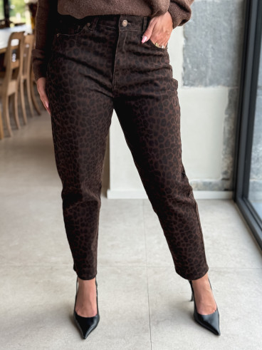 Jeans léopard Naouel - Chocolat
