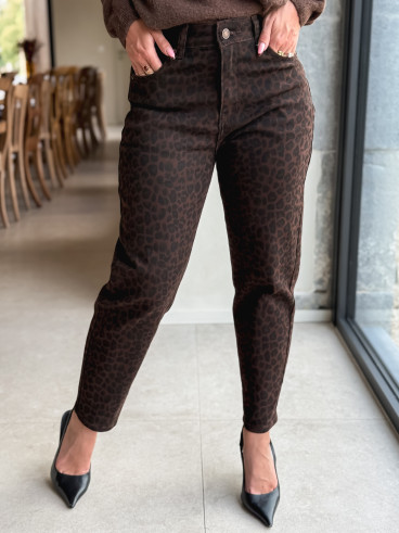 Jeans léopard Naouel - Chocolat