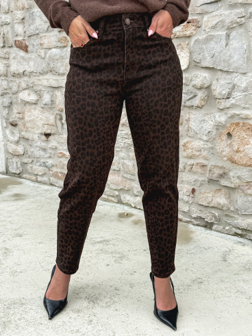 Jeans léopard Naouel - Chocolat