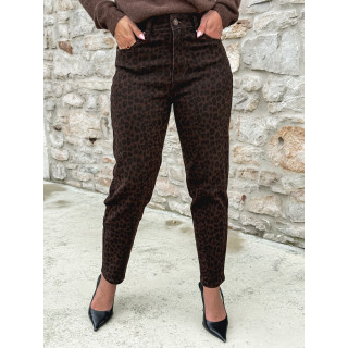 Jeans léopard Naouel - Chocolat