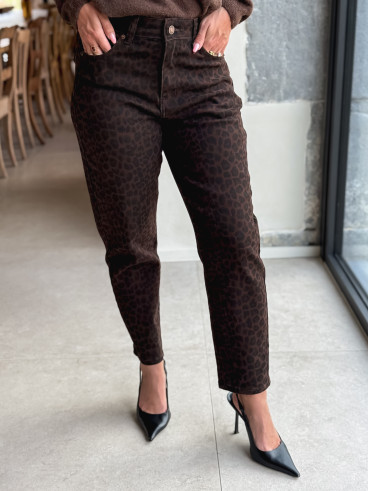 Jeans léopard Naouel - Chocolat