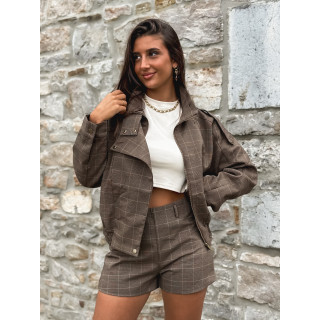 Short à carreaux Asami - Marron