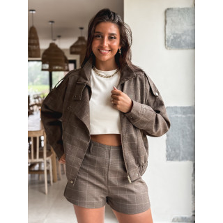 Short à carreaux Asami - Marron