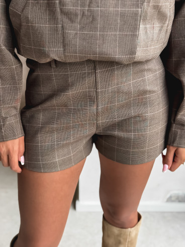 Short à carreaux Asami - Marron