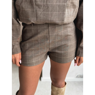 Short à carreaux Asami - Marron
