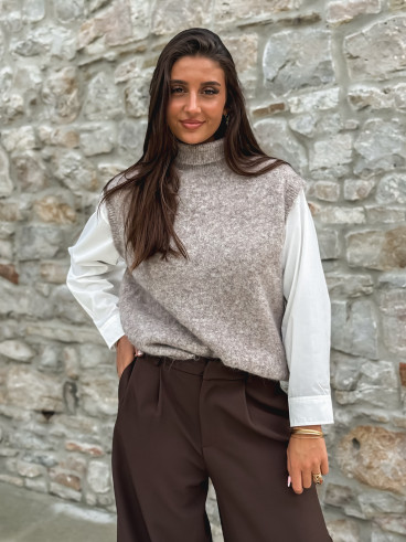Pull sans manches Silia - Taupe