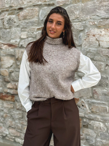 Pull sans manches Silia - Taupe