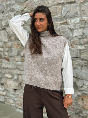 Pull sans manches Silia - Taupe