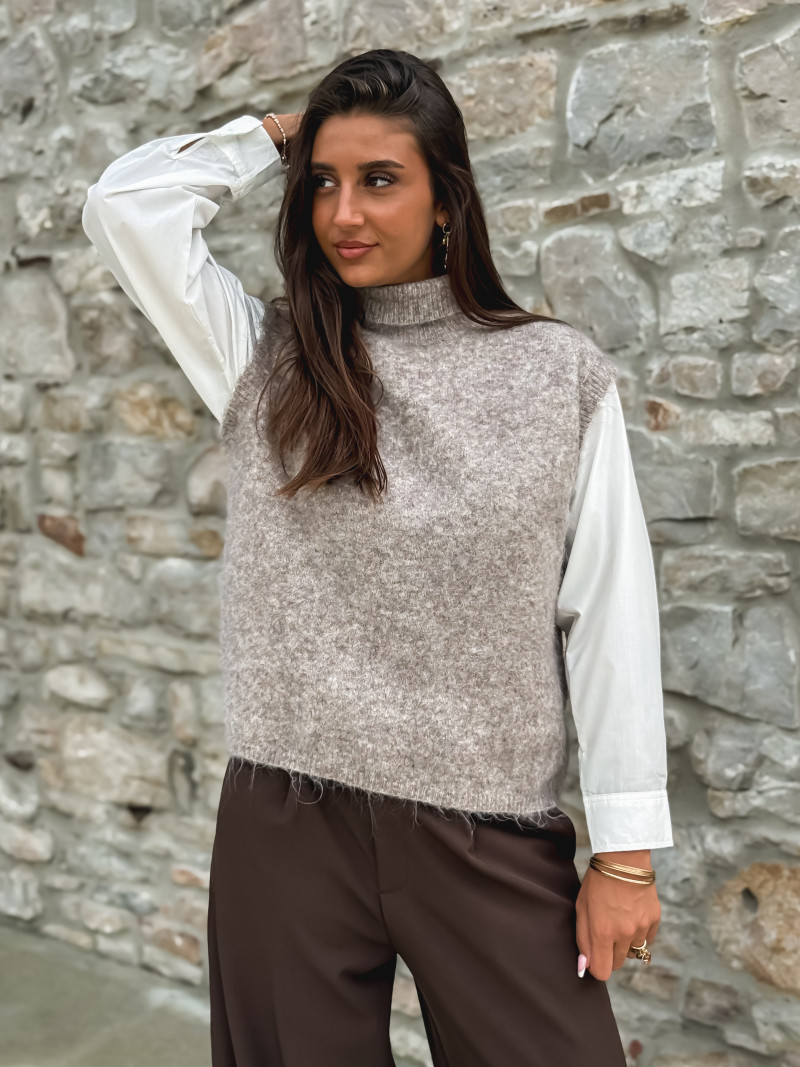 Pull sans manches Silia - Taupe