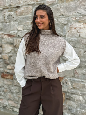 Pull sans manches Silia - Taupe