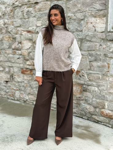Pull sans manches Silia - Taupe