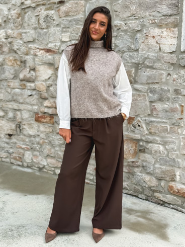 Pull sans manches Silia - Taupe