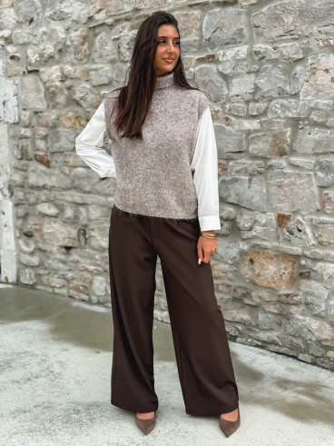 Pull sans manches Silia - Taupe