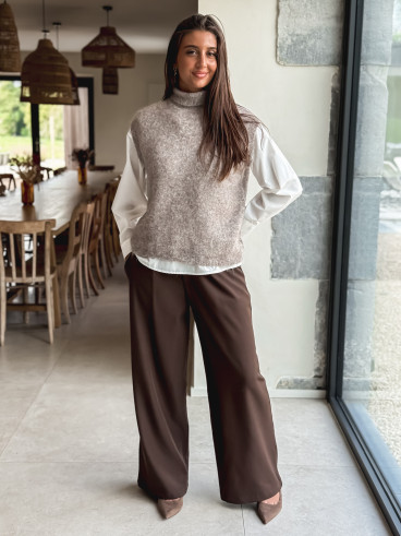 Pull sans manches Silia - Taupe