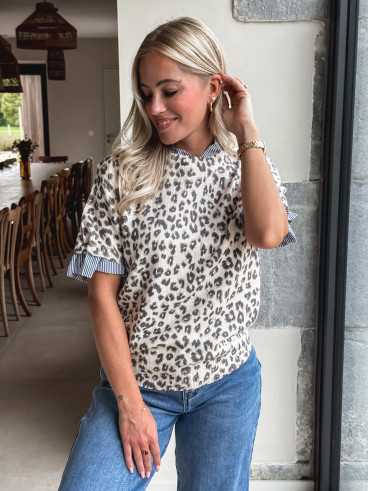 Pull léopard Mahalia - Beige