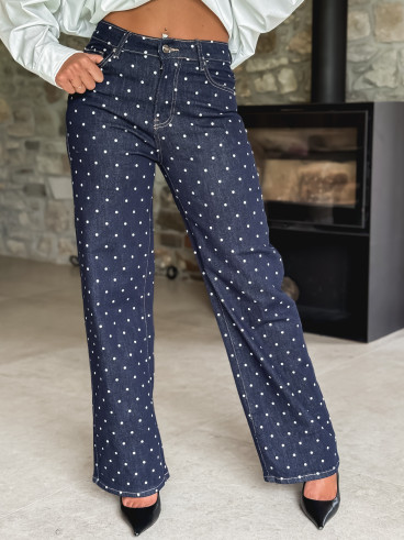 Jeans à pois Ophelie - Bleu foncé Jeans à pois Ophelie - Bleu foncé