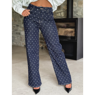 Jeans à pois Ophelie - Bleu foncé