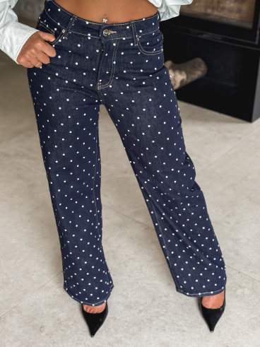Jeans à pois Ophelie - Bleu foncé