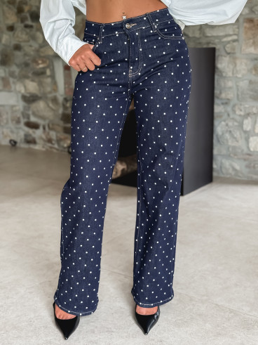 Jeans à pois Ophelie - Bleu foncé Jeans à pois Ophelie - Bleu foncé