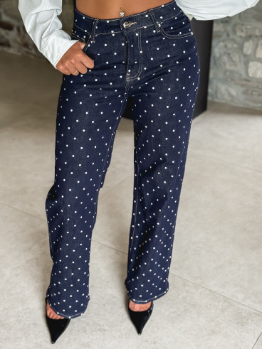 Jeans à pois Ophelie - Bleu foncé Jeans à pois Ophelie - Bleu foncé