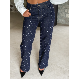 Jeans à pois Ophelie - Bleu foncé
