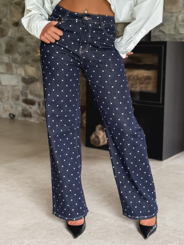 Jeans à pois Ophelie - Bleu foncé Jeans à pois Ophelie - Bleu foncé