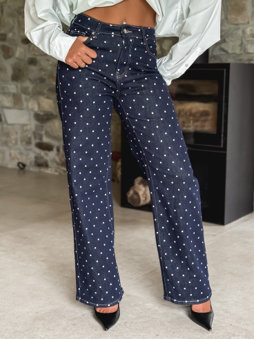 Jeans à pois Ophelie - Bleu foncé