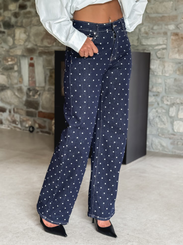 Jeans à pois Ophelie - Bleu foncé Jeans à pois Ophelie - Bleu foncé