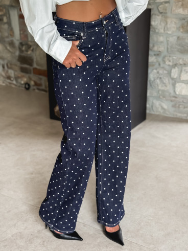 Jeans à pois Ophelie - Bleu foncé Jeans à pois Ophelie - Bleu foncé